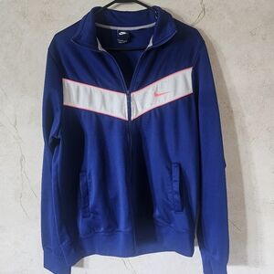 Nike Royal Blue Full Zip Pink White Colorblock Track Jacket Women's Size Large